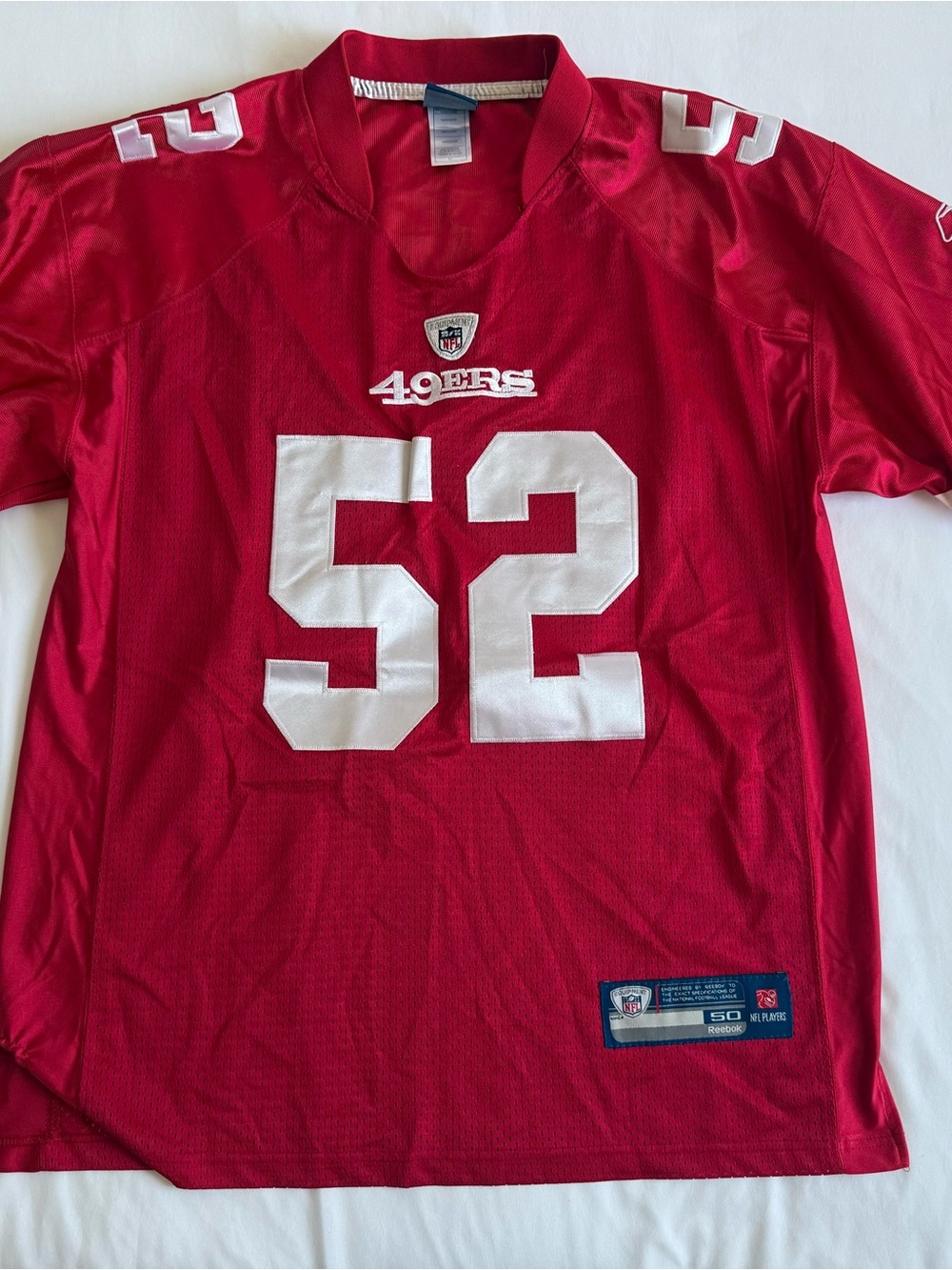 Reebok San Francisco 49ers Red #52 Football Jersey